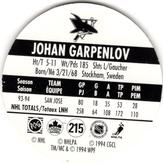 1994-95 POG Canada Games NHL #215 Johan Garpenlov Back