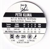 1994-95 POG Canada Games NHL #224 Petr Klima Back
