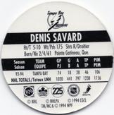 1994-95 POG Canada Games NHL #225 Denis Savard Back