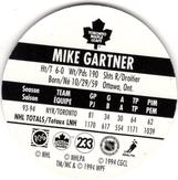 1994-95 POG Canada Games NHL #233 Mike Gartner Back