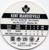 1994-95 POG Canada Games NHL #235 Kent Manderville Back