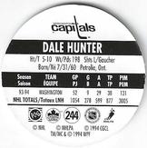 1994-95 POG Canada Games NHL #244 Dale Hunter Back