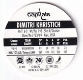 1994-95 POG Canada Games NHL #246 Dimitri Khristich Back