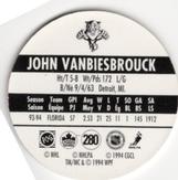1994-95 POG Canada Games NHL #280 John Vanbiesbrouck Back