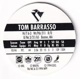 1994-95 POG Canada Games NHL #291 Tom Barrasso Back