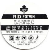1994-95 POG Canada Games NHL #296 Felix Potvin Back