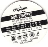 1994-95 POG Canada Games NHL #298 Don Beaupre Back