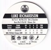 1994-95 POG Canada Games NHL #338 Luke Richardson Back
