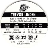 1994-95 POG Canada Games NHL #343 Trevor Linden Back