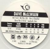 1994-95 POG Canada Games NHL #355 Dave McLlwain Back