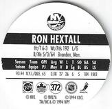 1994-95 POG Canada Games NHL #372 Ron Hextall Back