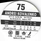 1995-96 POG Canada Games NHL #75 Andrei Kovalenko Back