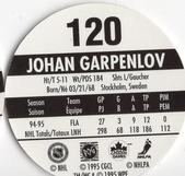 1995-96 POG Canada Games NHL #120 Johan Garpenlov Back