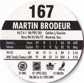1995-96 POG Canada Games NHL #167 Martin Brodeur Back