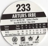 1995-96 POG Canada Games NHL #233 Arturs Irbe Back