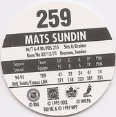 1995-96 POG Canada Games NHL #259 Mats Sundin Back