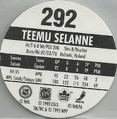 1995-96 POG Canada Games NHL #292 Teemu Selanne Back