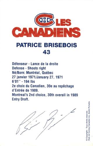 1995-96 Montreal Canadiens #NNO Patrice Brisebois Back