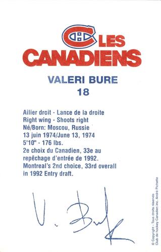 1995-96 Montreal Canadiens #NNO Valeri Bure Back