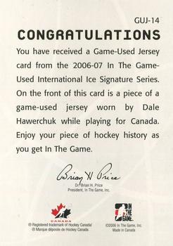 2006-07 In The Game Used International Ice - Jerseys #GUJ-14 Dale Hawerchuk Back