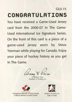 2006-07 In The Game Used International Ice - Jerseys #GUJ-15 Steve Yzerman Back