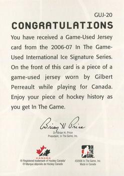 2006-07 In The Game Used International Ice - Jerseys #GUJ-20 Gilbert Perreault Back