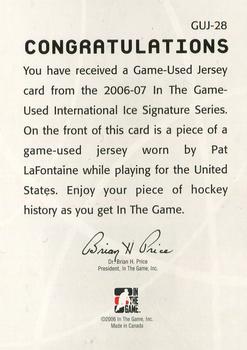 2006-07 In The Game Used International Ice - Jerseys #GUJ-28 Pat LaFontaine Back
