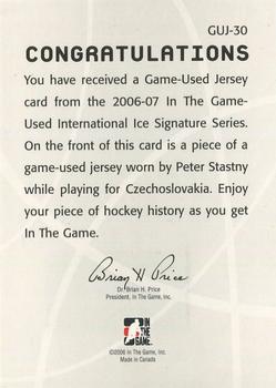 2006-07 In The Game Used International Ice - Jerseys #GUJ-30 Peter Stastny Back