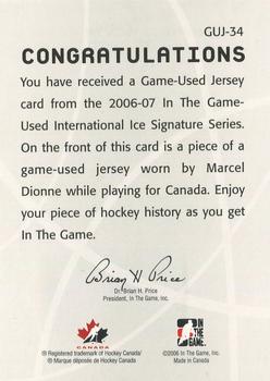 2006-07 In The Game Used International Ice - Jerseys #GUJ-34 Marcel Dionne Back