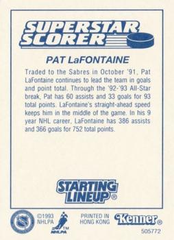 1993 Kenner Starting Lineup Cards #505772 Pat LaFontaine Back
