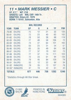 1993 Kenner Starting Lineup Cards #504085 Mark Messier Back