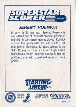 1993 Kenner Starting Lineup Cards #504111 Jeremy Roenick Back