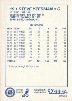1993 Kenner Starting Lineup Cards #504086 Steve Yzerman Back