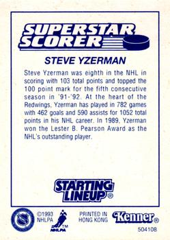 1993 Kenner Starting Lineup Cards #504108 Steve Yzerman Back