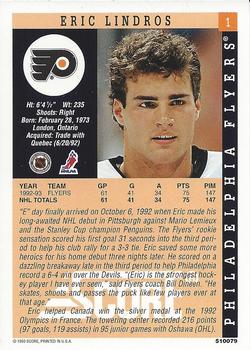 1994 Kenner/Score Starting Lineup Cards #510079 Eric Lindros Back