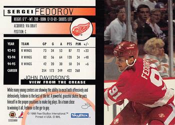 1996 Kenner/SkyBox Impact Starting Lineup Cards #53335000 Sergei Fedorov Back