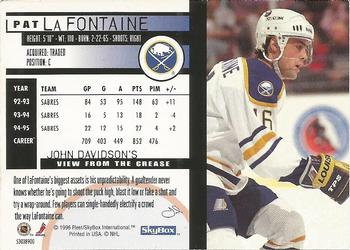 1996 Kenner/SkyBox Impact Starting Lineup Cards #53038900 Pat LaFontaine Back