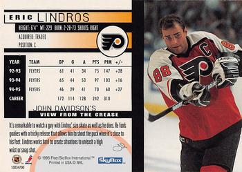 1996 Kenner/SkyBox Impact Starting Lineup Cards #53034700 Eric Lindros Back