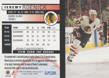 1996 Kenner/SkyBox Impact Starting Lineup Cards #53334100 Jeremy Roenick Back