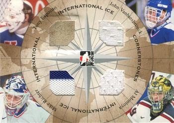 2006-07 In The Game Used International Ice - Cornerstones #IC-08 Tony Esposito / John Vanbiesbrouck / Mike Richter / Al Montoya Front