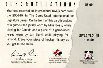 2006-07 In The Game Used International Ice - International Rivals #IR-09 Mike Bossy / Jari Kurri Back