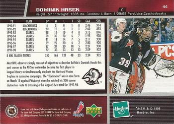 1999 Hasbro/Upper Deck Starting Lineup Cards #44 Dominik Hasek Back