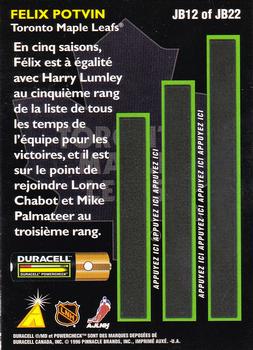 1996-97 Duracell L'Equipe Beliveau #JB12 Felix Potvin Back