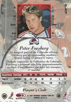 1997-98 Donruss Canadian Ice - Provincial Series Player's Club #6 Peter Forsberg Back