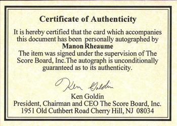 1995 Classic Hockey Draft #NNO Certificate of Authenticity Front