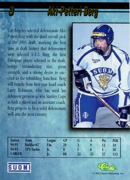 1995 Classic Hockey Draft #3 Aki-Petteri Berg Back