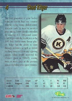 1995 Classic Hockey Draft #4 Chad Kilger Back