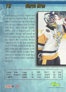 1995 Classic Hockey Draft #16 Martin Biron Back