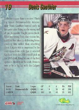 1995 Classic Hockey Draft #19 Denis Gauthier Back