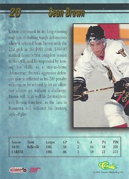 1995 Classic Hockey Draft #20 Sean Brown Back